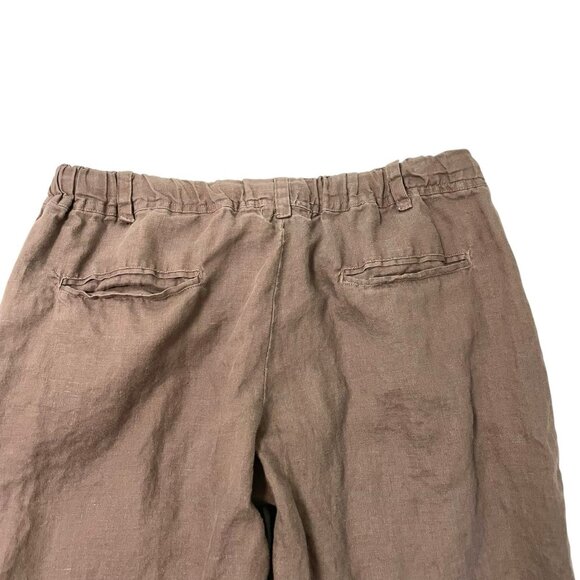 Allen Allen 100% Linen Cropped Culottes Pull-On Pants Brown size Medium Petite - Picture 4 of 6